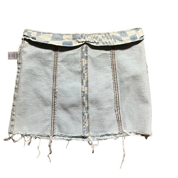 Tinsletown Fitted Mini Skirt Raw Hem (M) Junior Blue Graphics - Picture 5 of 13